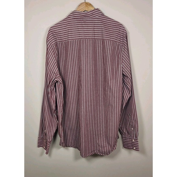 Aeropostale Men's Size XL Shirt Long Sleeve Button Up Maroon & White Striped - Picture 2 of 9